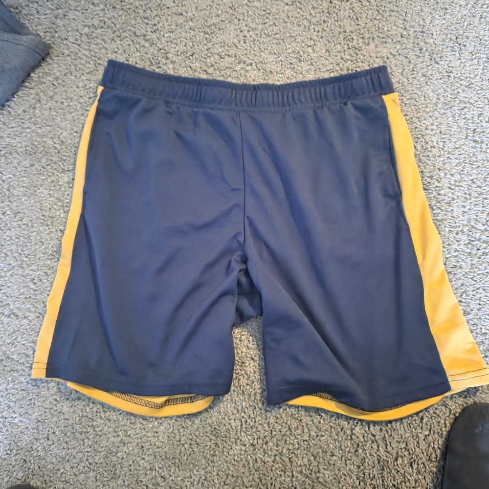All in Motion Men's Blue and Gold Athletic Shorts